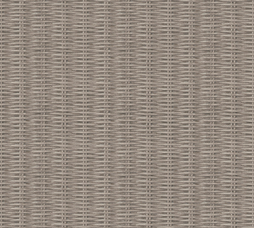 New Walls - Beautiful Basketweave bold wallpaper AS Creation Roll Taupe  373934