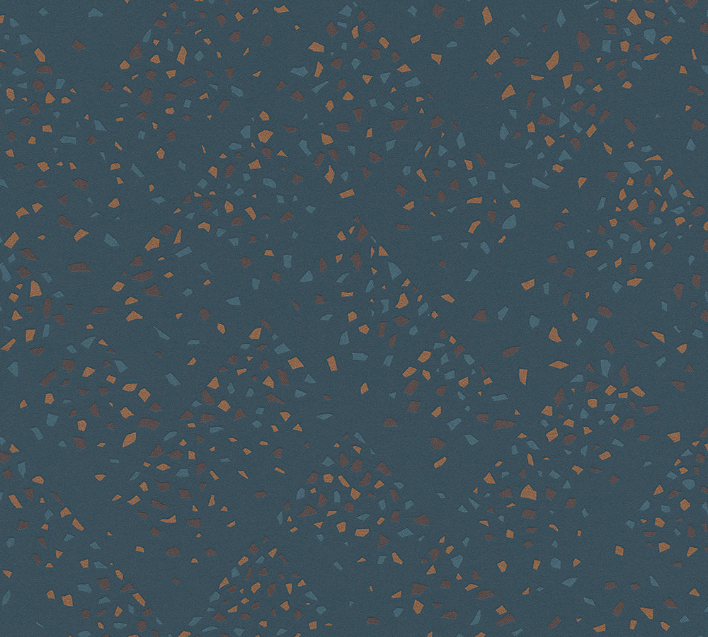 New Walls - Terrazzo  Tile industrial wallpaper AS Creation Roll Blue  373941