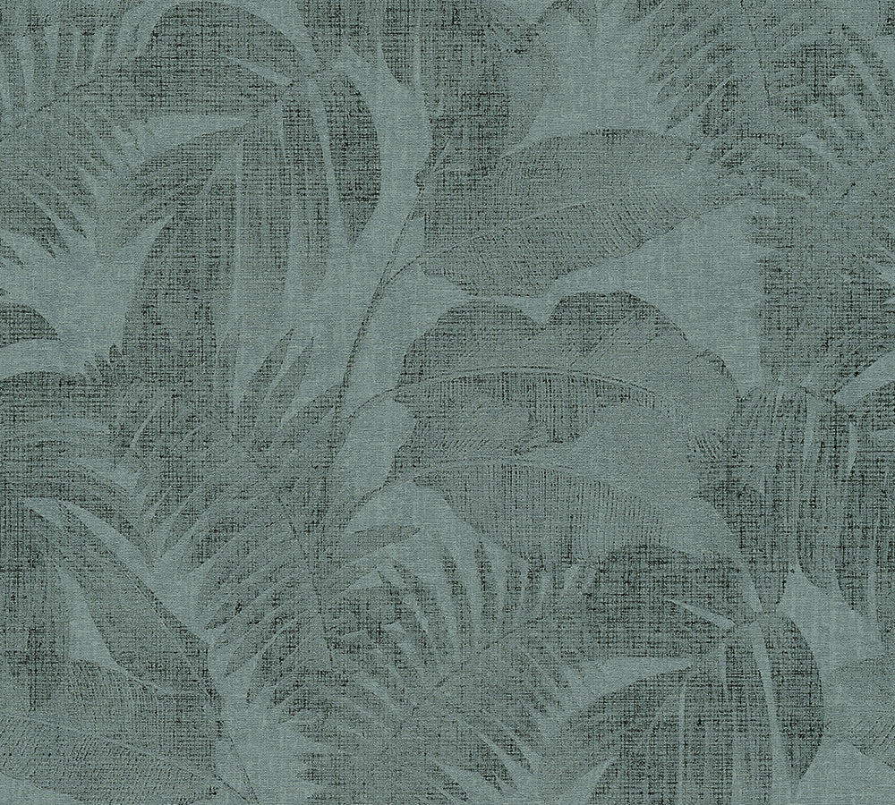 New Walls - Tropical Linen botanical wallpaper AS Creation Roll Green  373963