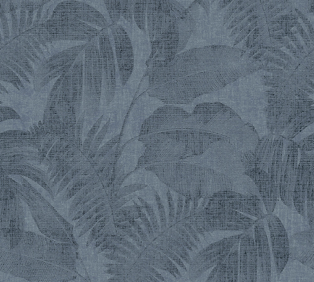 New Walls - Tropical Linen botanical wallpaper AS Creation Roll Blue  373965