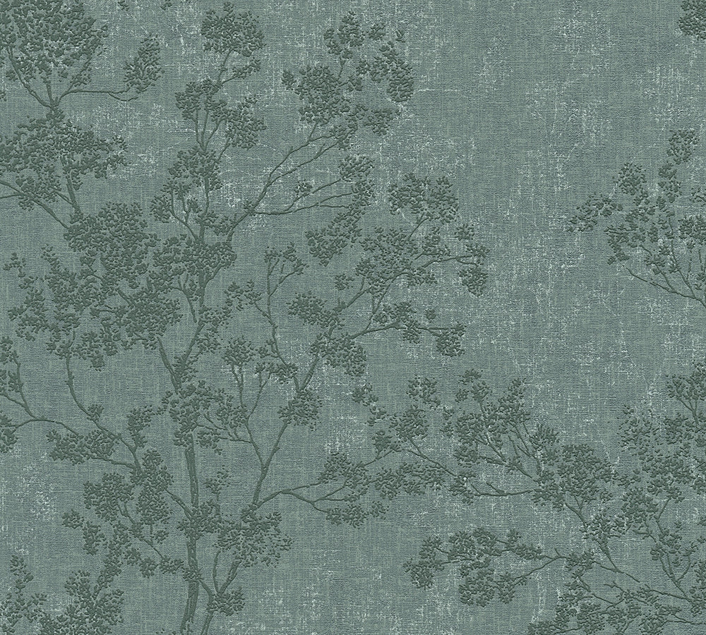 New Walls - Flourishing Linen botanical wallpaper AS Creation Roll Green  373973