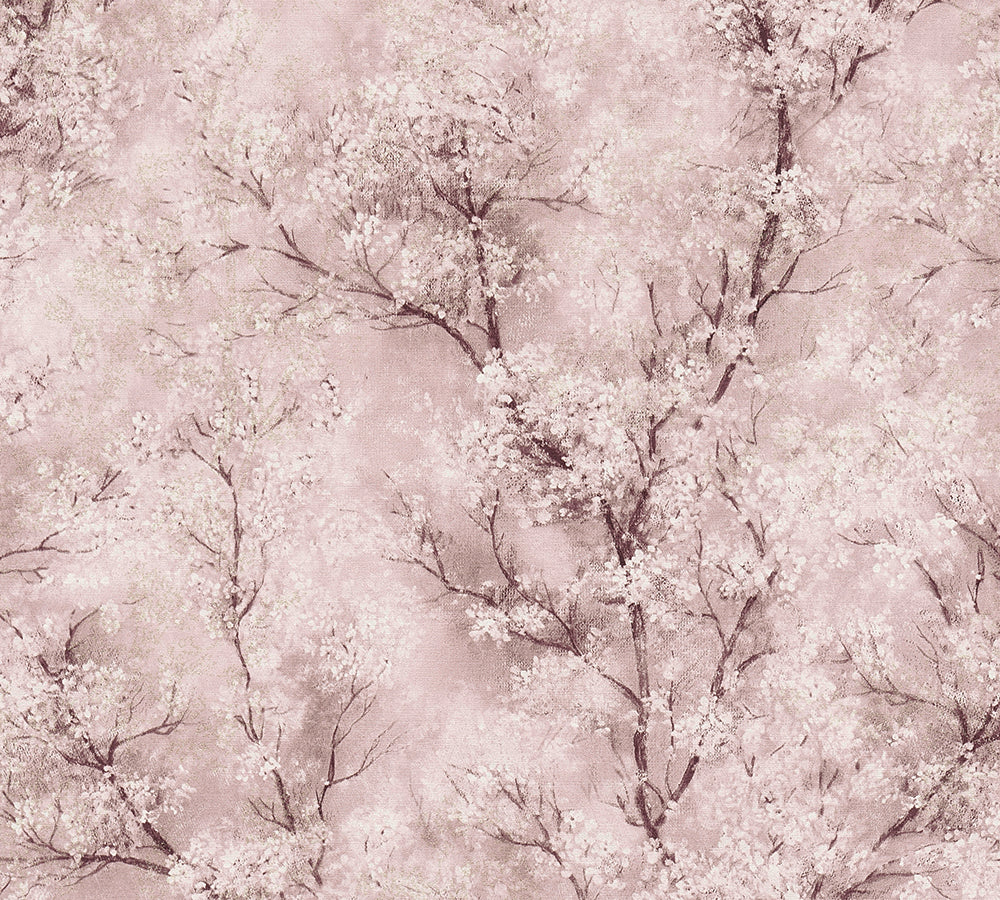 New Walls - Blossoming Cherries botanical wallpaper AS Creation Roll Pink  374204