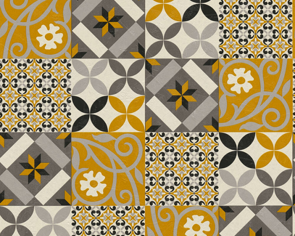 New life - Tiles and Beyond industrial wallpaper AS Creation Roll Yellow  376841