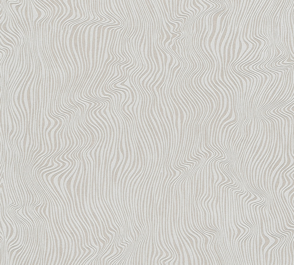 Attractive - Shiny Organic Waves stripe wallpaper AS Creation Sample Grey  377613-S