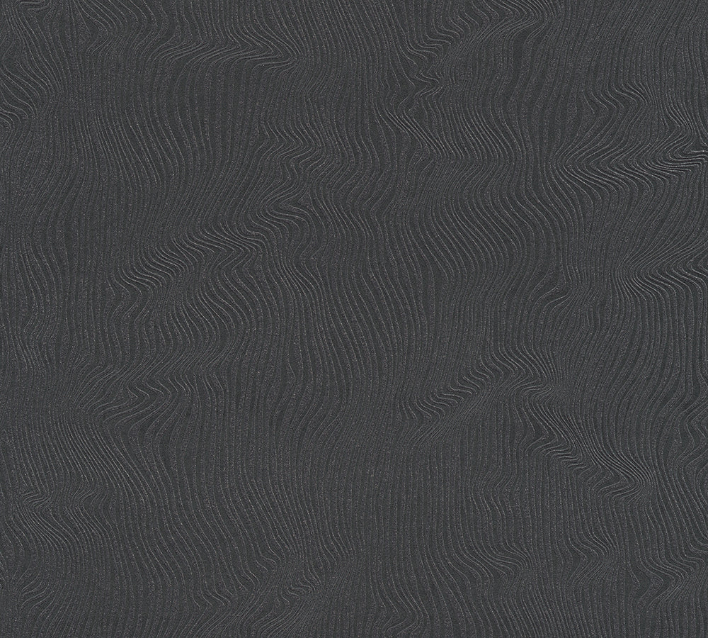 Attractive - Shiny Organic Waves damask wallpaper AS Creation Roll Dark Grey 377614