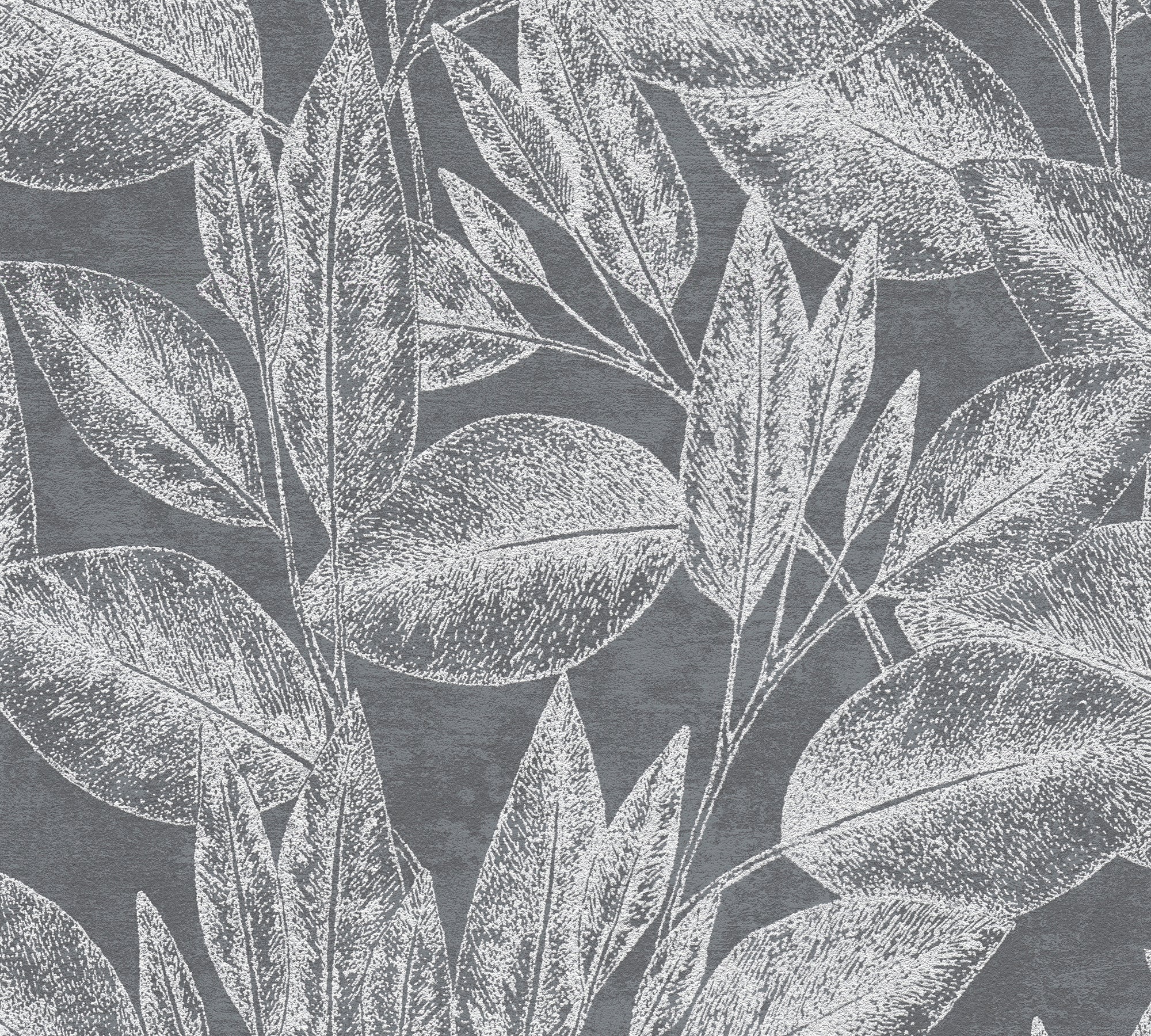 Attractive - Fallen Leaves botanical wallpaper AS Creation Roll Dark Grey  378364