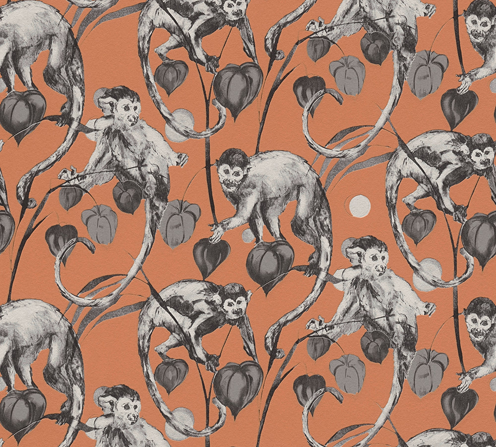 Michalsky 4 - Mad Monkeys botanical wallpaper AS Creation Sample Orange  379824-S