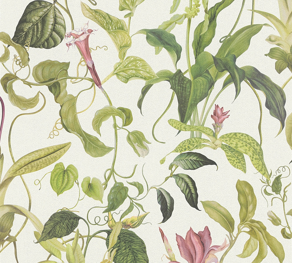 Michalsky 4 - Fantastic Flora botanical wallpaper AS Creation Sample Green  379881-S