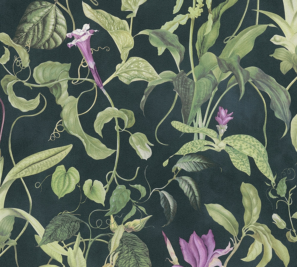 Michalsky 4 - Fantastic Flora botanical wallpaper AS Creation Sample Black  379884-S