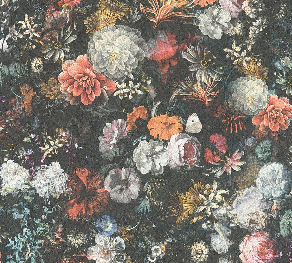 Mata Hari - Cottage Floral botanical wallpaper AS Creation Roll Black  380951