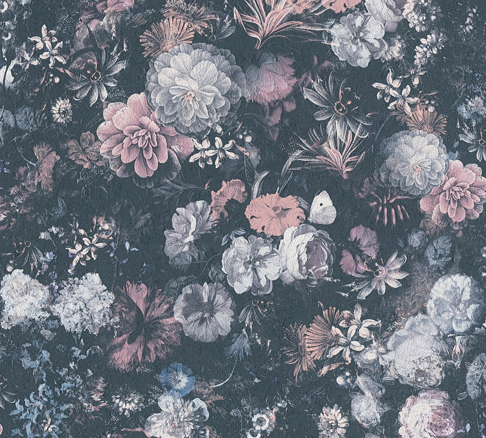 Mata Hari - Cottage Floral botanical wallpaper AS Creation Roll Blue  380953