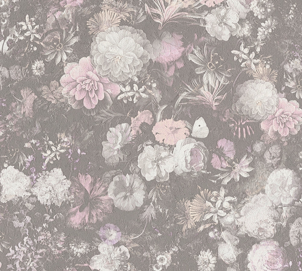 Mata Hari - Cottage Floral botanical wallpaper AS Creation Roll Light Taupe  380954