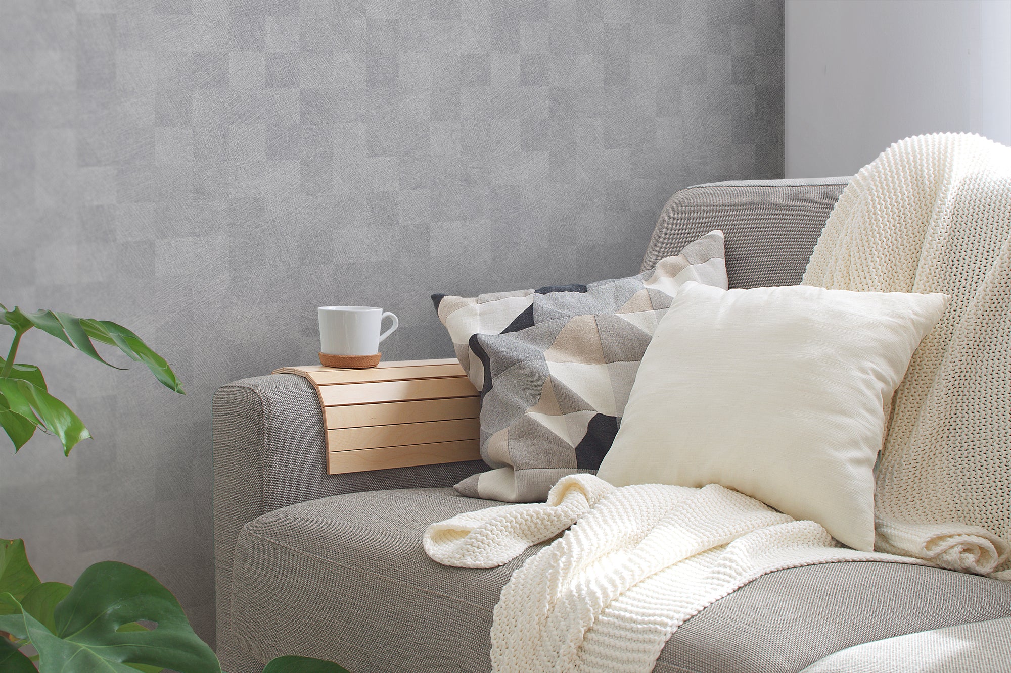 Titanium 3 - Textured Checkers geometric wallpaper AS Creation    