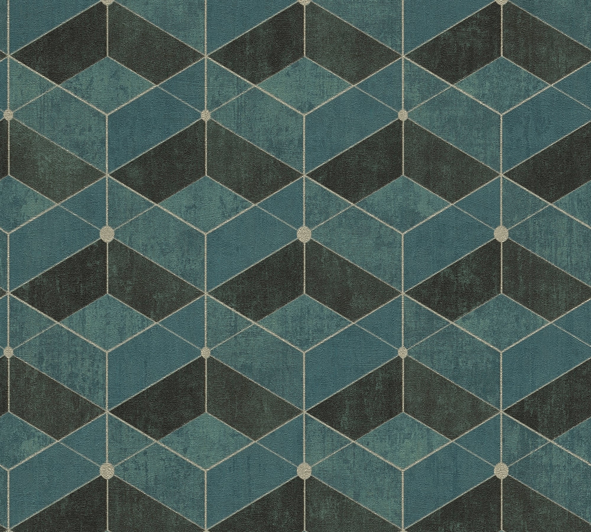Titanium 3 - 3D Cubes geometric wallpaper AS Creation Roll Green  382023