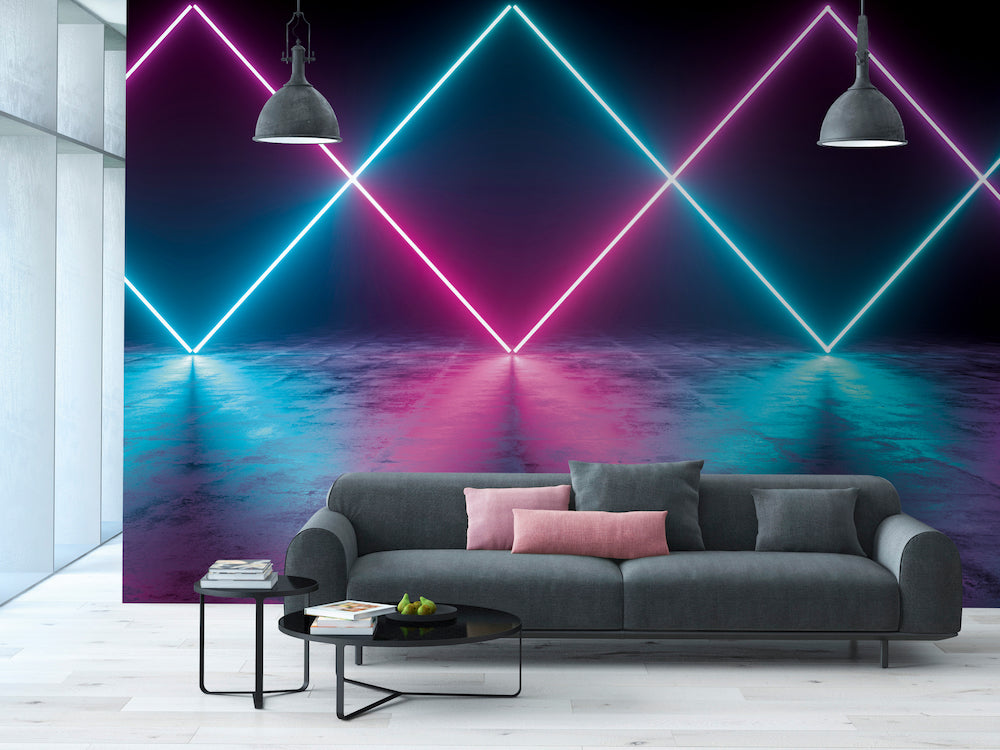 The Wall - Neon Lights Wallpaper in Purple smart walls AS Creation
