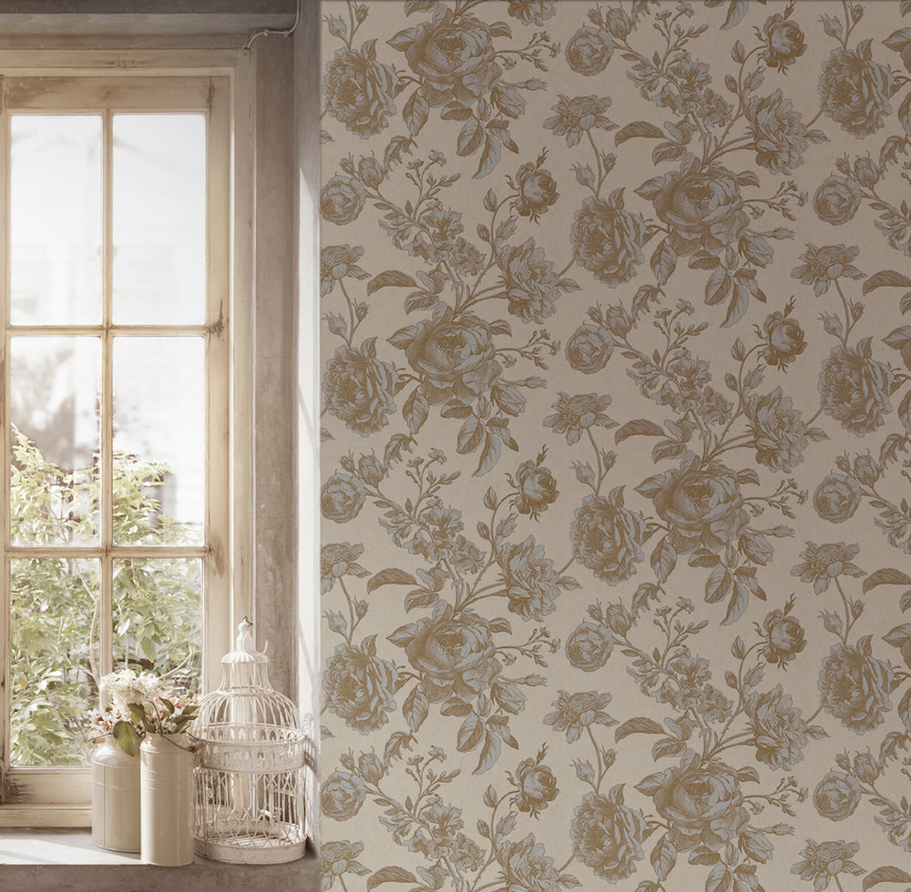 My Home My Spa - Vintage Roses botanical wallpaper AS Creation    