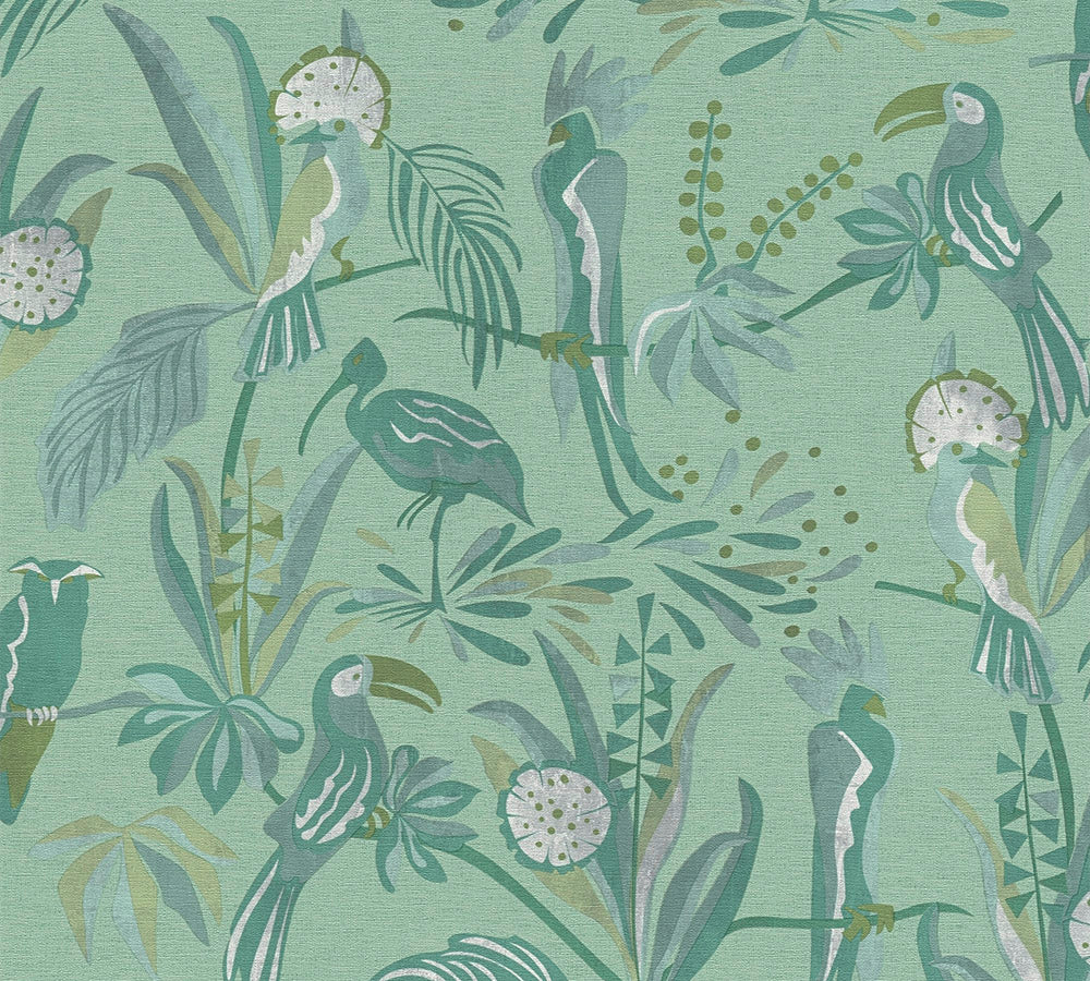 House of Turnowsky - Birds botanical wallpaper AS Creation Roll Green  388982