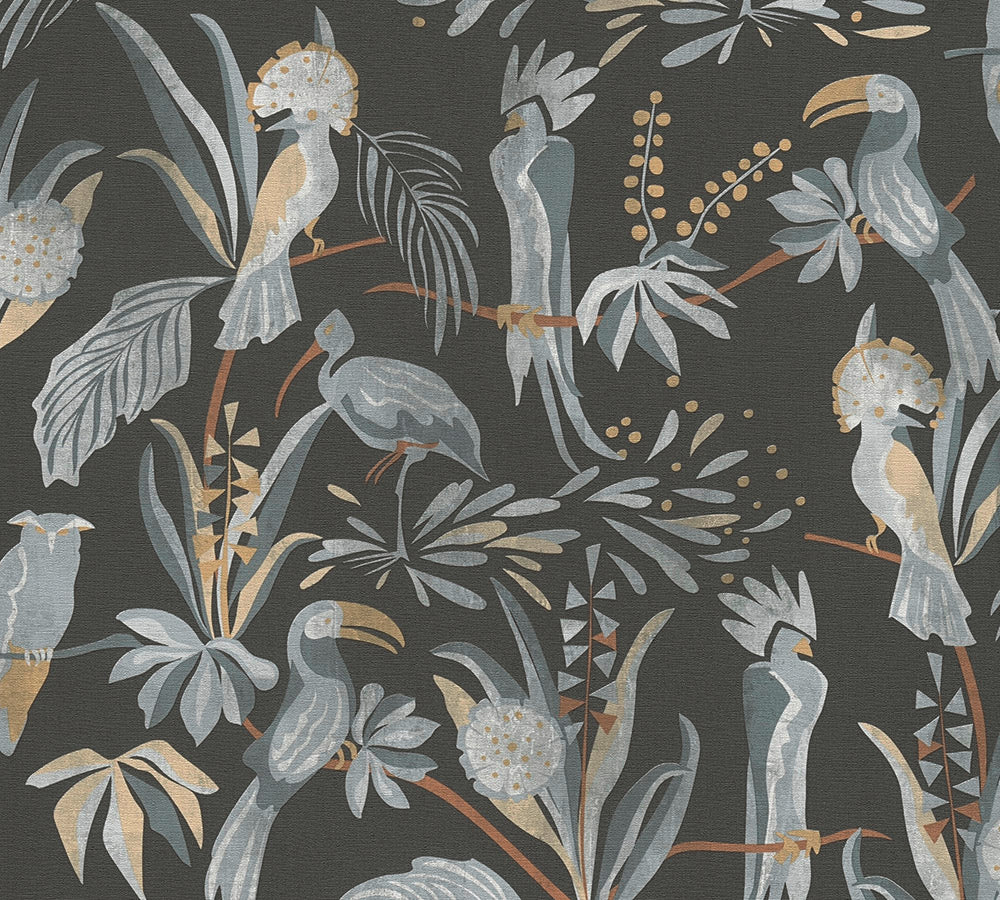 House of Turnowsky - Birds botanical wallpaper AS Creation Roll Black  388983