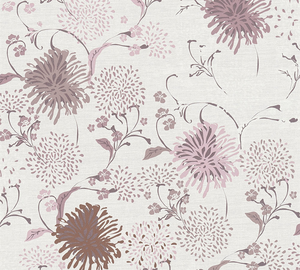 House of Turnowsky - Dandelions botanical wallpaper AS Creation Roll Light Purple  389001