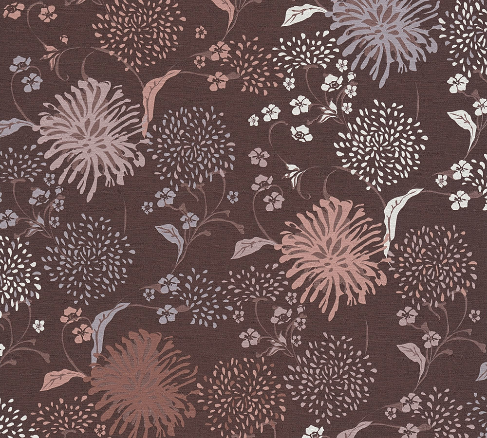 House of Turnowsky - Dandelions botanical wallpaper AS Creation Roll Dark Purple  389003