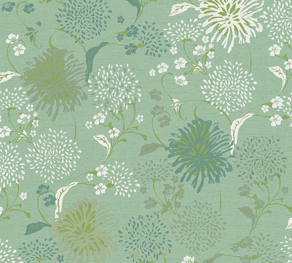 House of Turnowsky - Dandelions botanical wallpaper AS Creation Roll Green  389004