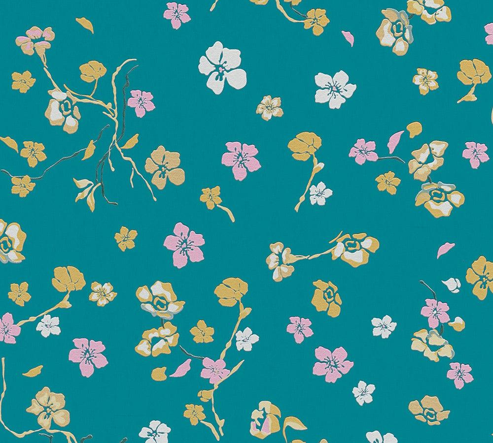 House of Turnowsky - Country Flowers botanical wallpaper AS Creation Roll Green  389072