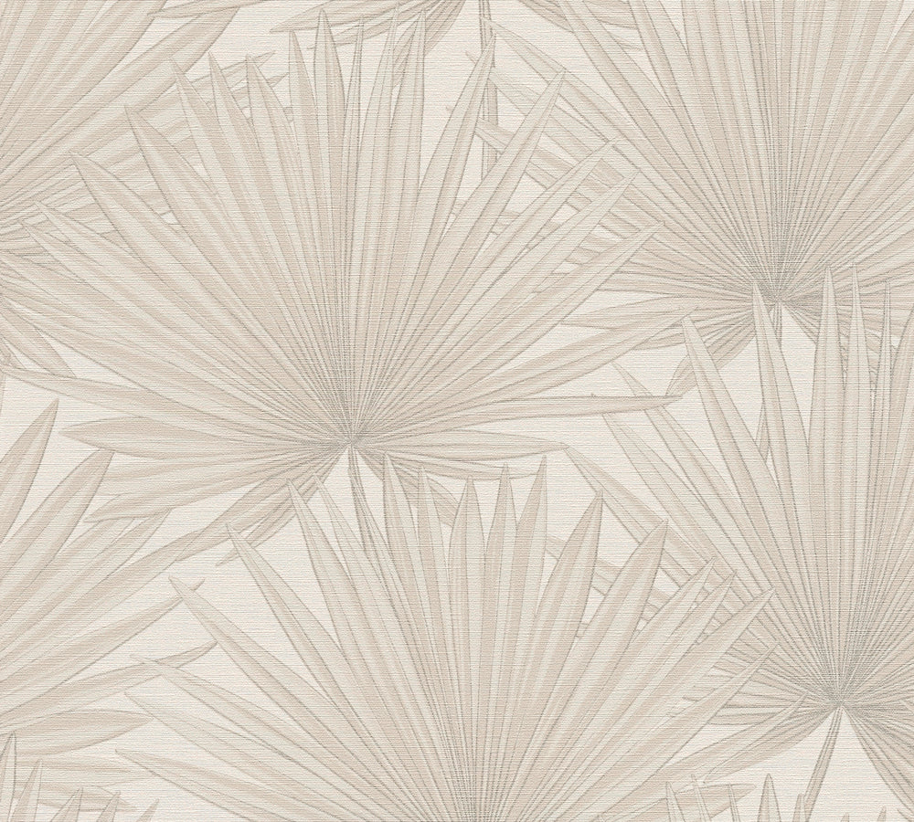 Antigua - Palm Leaves botanical wallpaper AS Creation Roll Light Taupe  390902