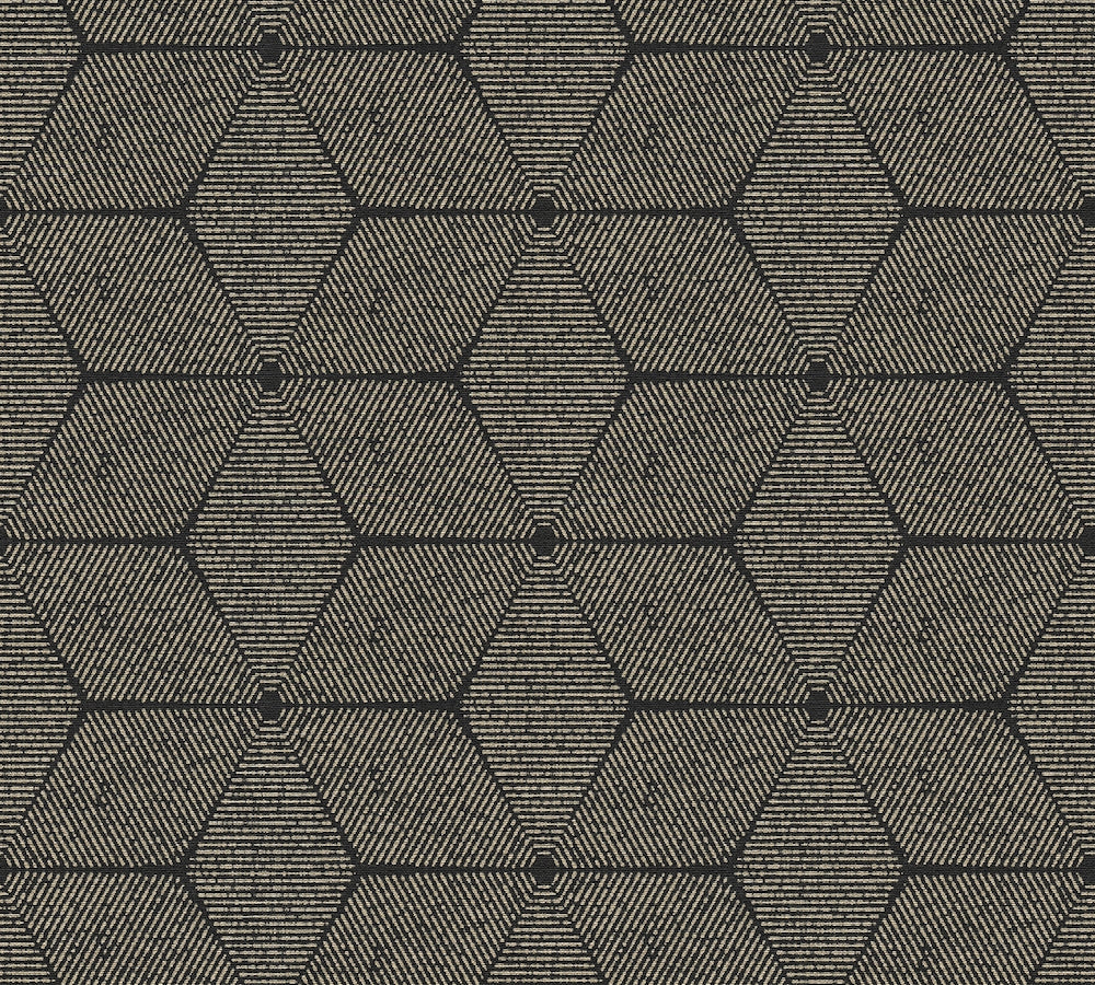 Antigua - Organic Star geometric wallpaper AS Creation Roll Black  390912