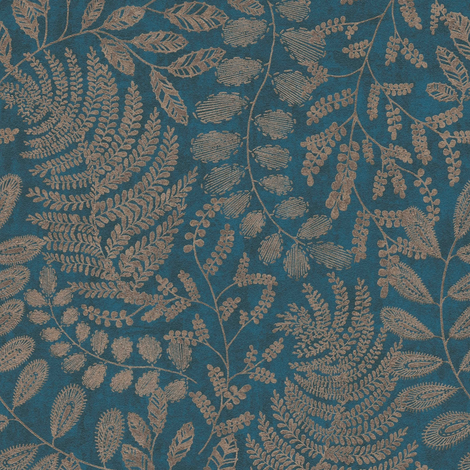 The Bos - Boho Leaves botanical wallpaper AS Creation Roll Blue  388304