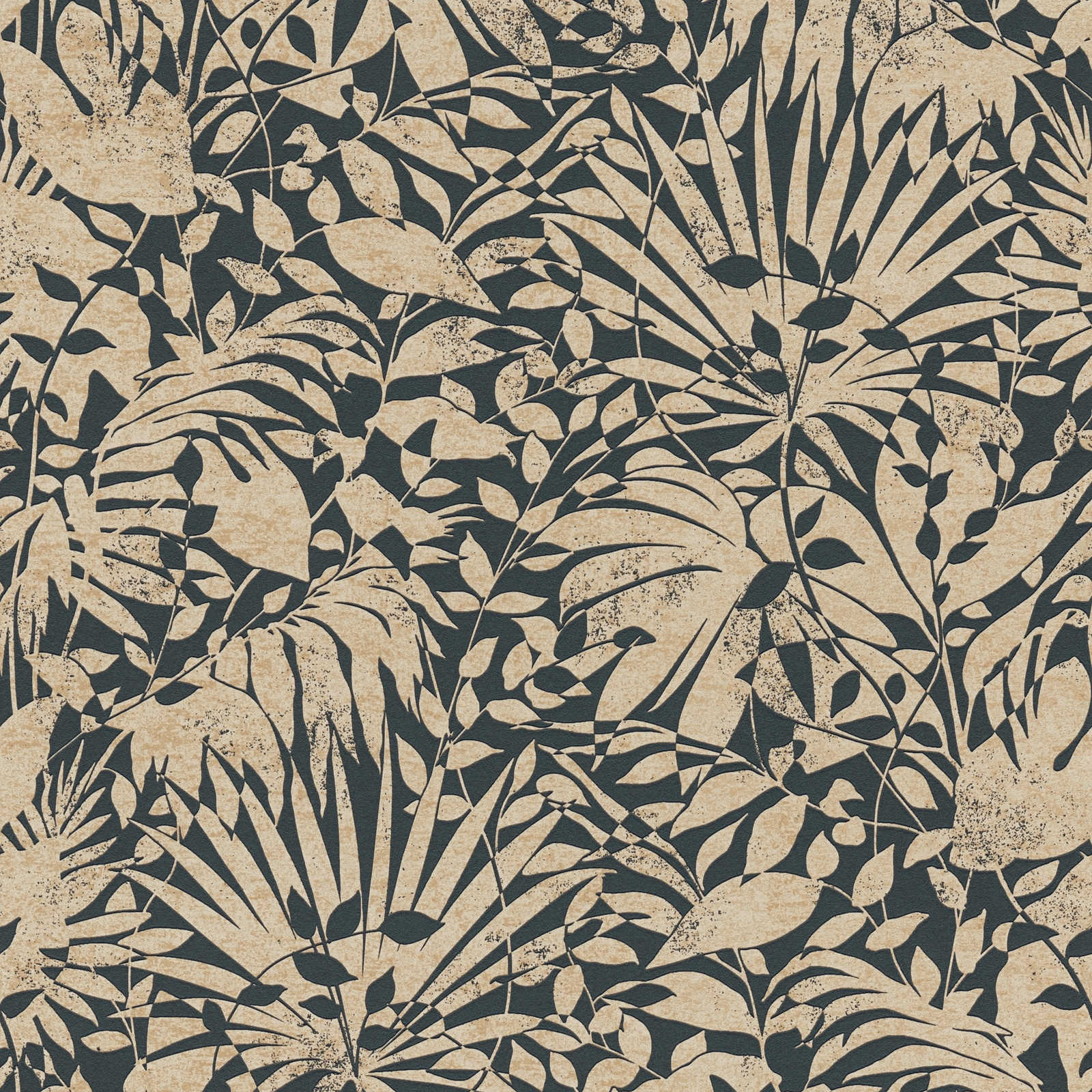 The Bos - Textured Leaf botanical wallpaper AS Creation Roll Black  388313