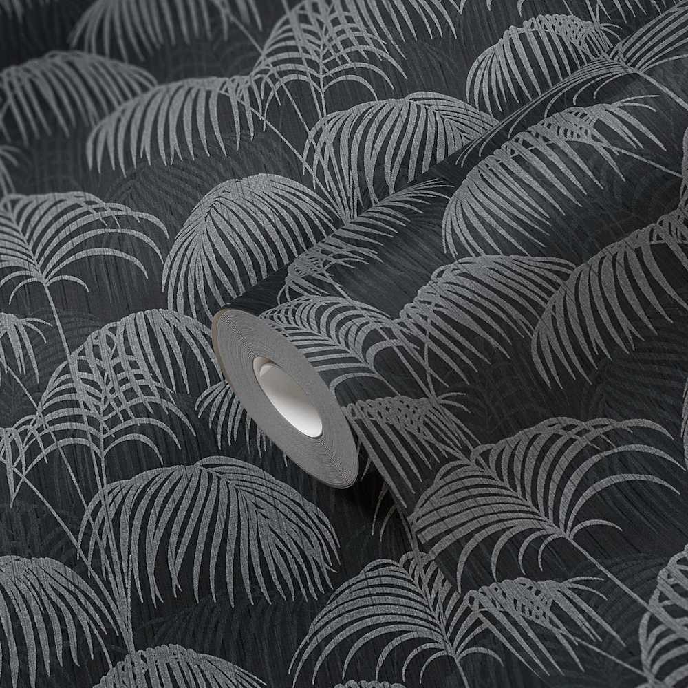 Tessuto 2 - Flocked Palms textile wallpaper AS Creation    