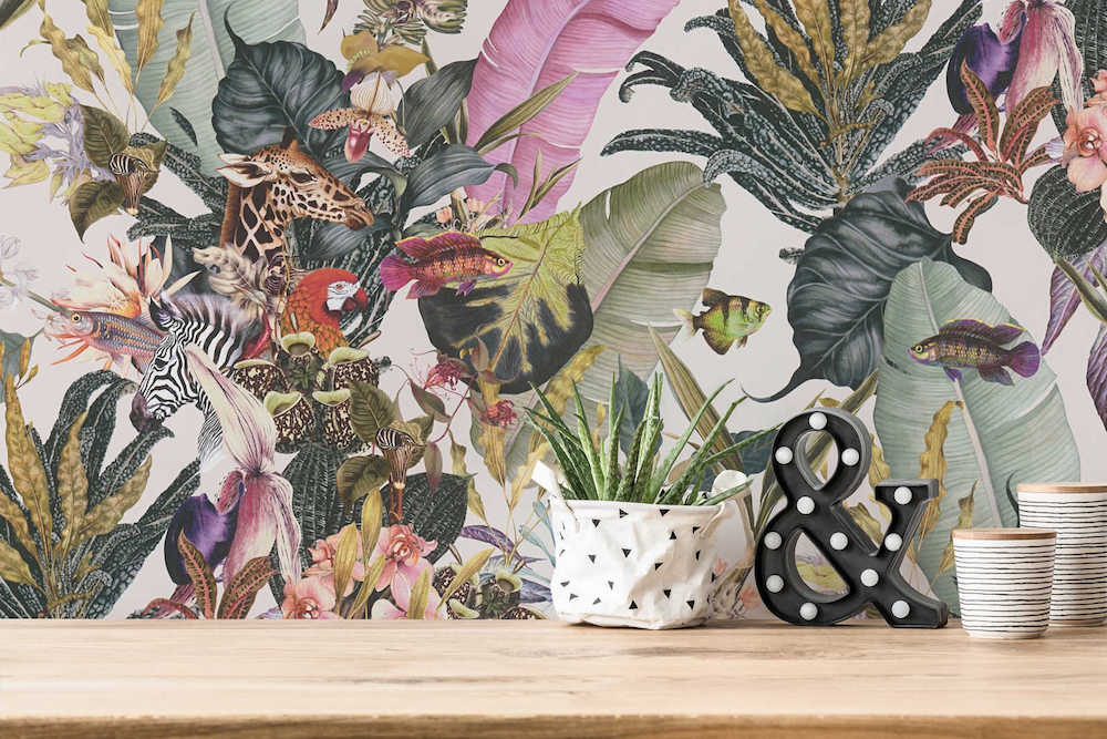 Dream Flowery - Tropical Animals botanical wallpaper AS Creation    
