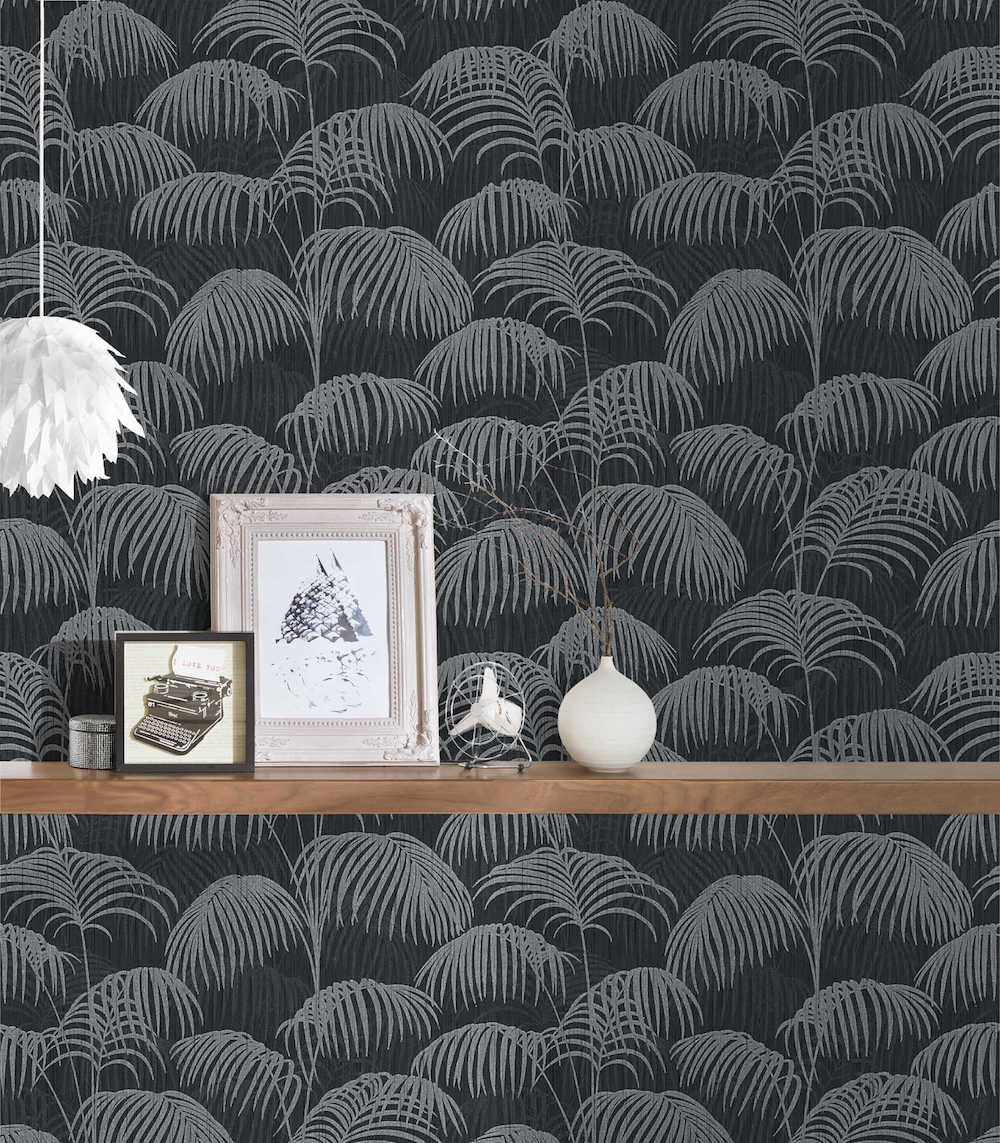Tessuto 2 - Flocked Palms textile wallpaper AS Creation    