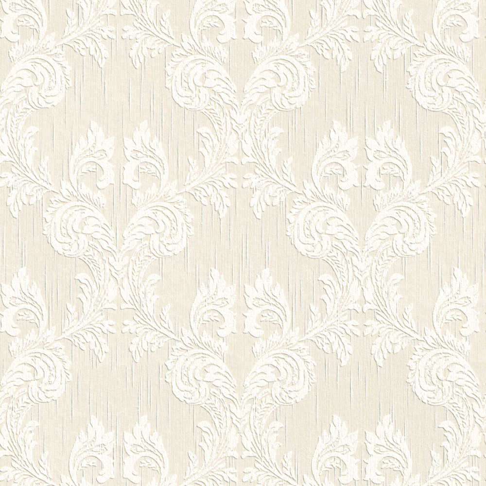 Tessuto - Baroque Texture textile wallpaper AS Creation Roll White  956307