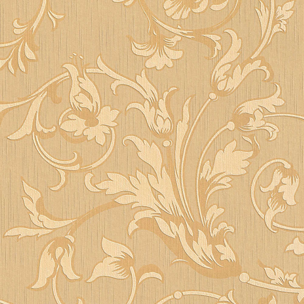 Tessuto - Embossed Filigree textile wallpaper AS Creation Roll Yellow  956333