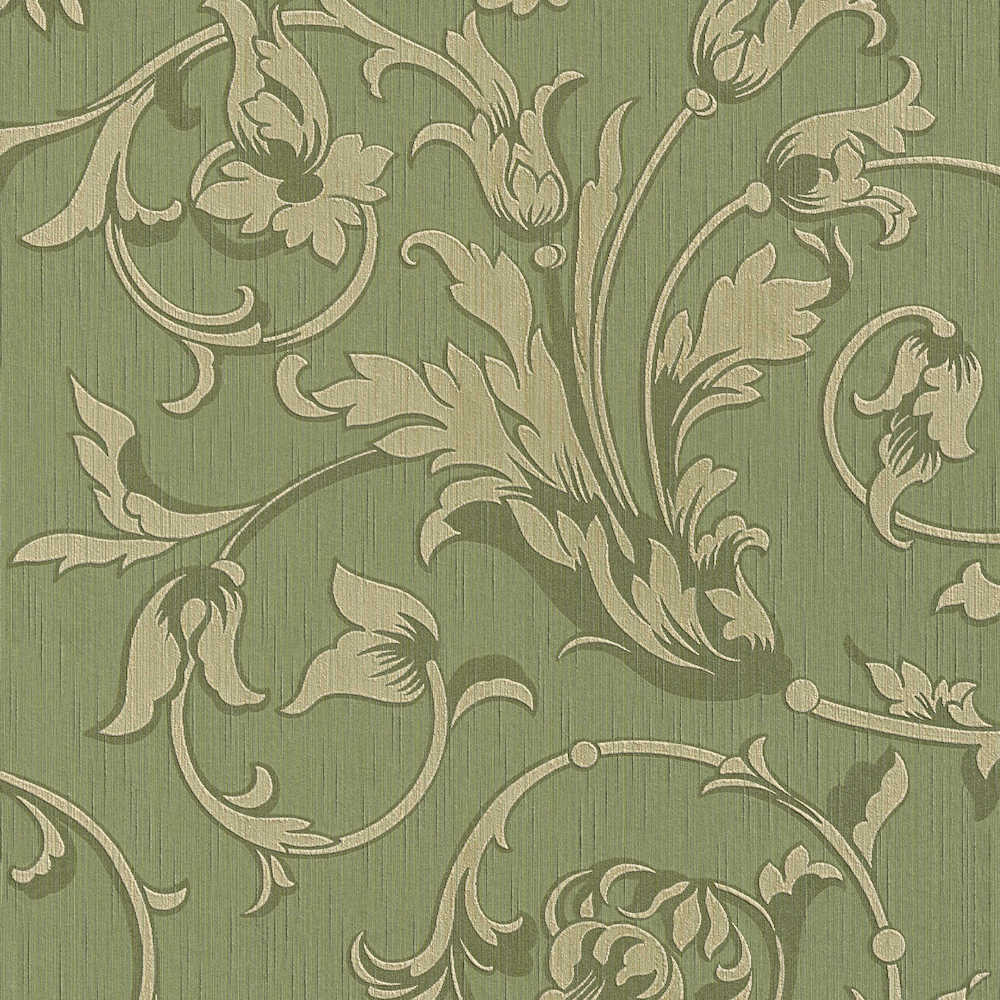 Tessuto - Embossed Filigree textile wallpaper AS Creation Roll Green  956334