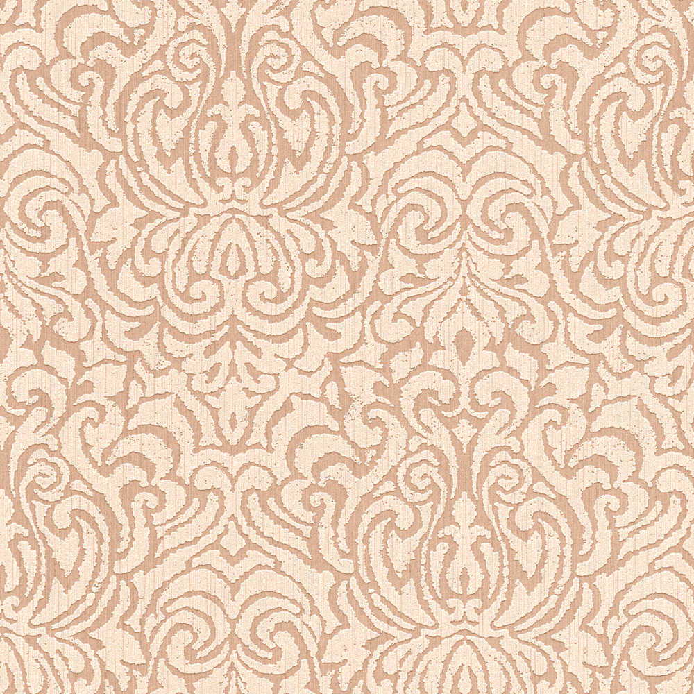 Tessuto 2 - Flocked Damask textile wallpaper AS Creation Roll Light Orange  961934
