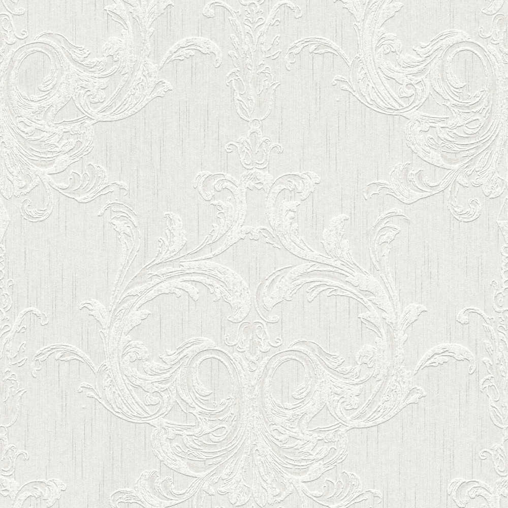 Tessuto 2 - Classic Damask Flock textile wallpaper AS Creation Roll White  961961