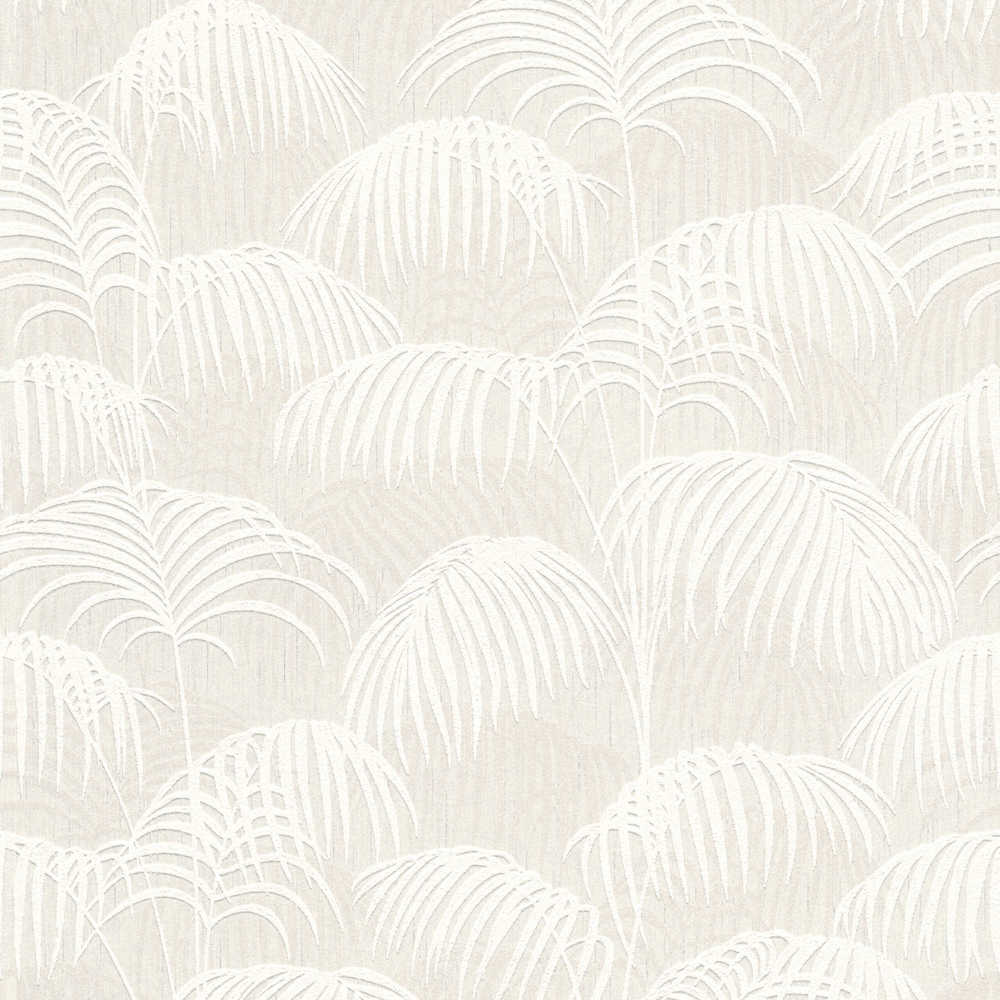 Tessuto 2 - Flocked Palms textile wallpaper AS Creation Roll White  961981