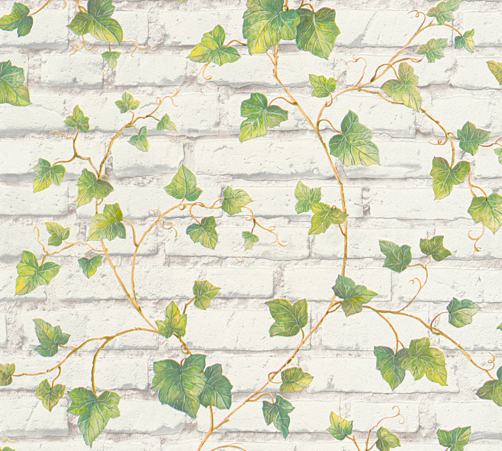 Industrial Elements - Vines and Brick industrial wallpaper AS Creation Roll White  319421