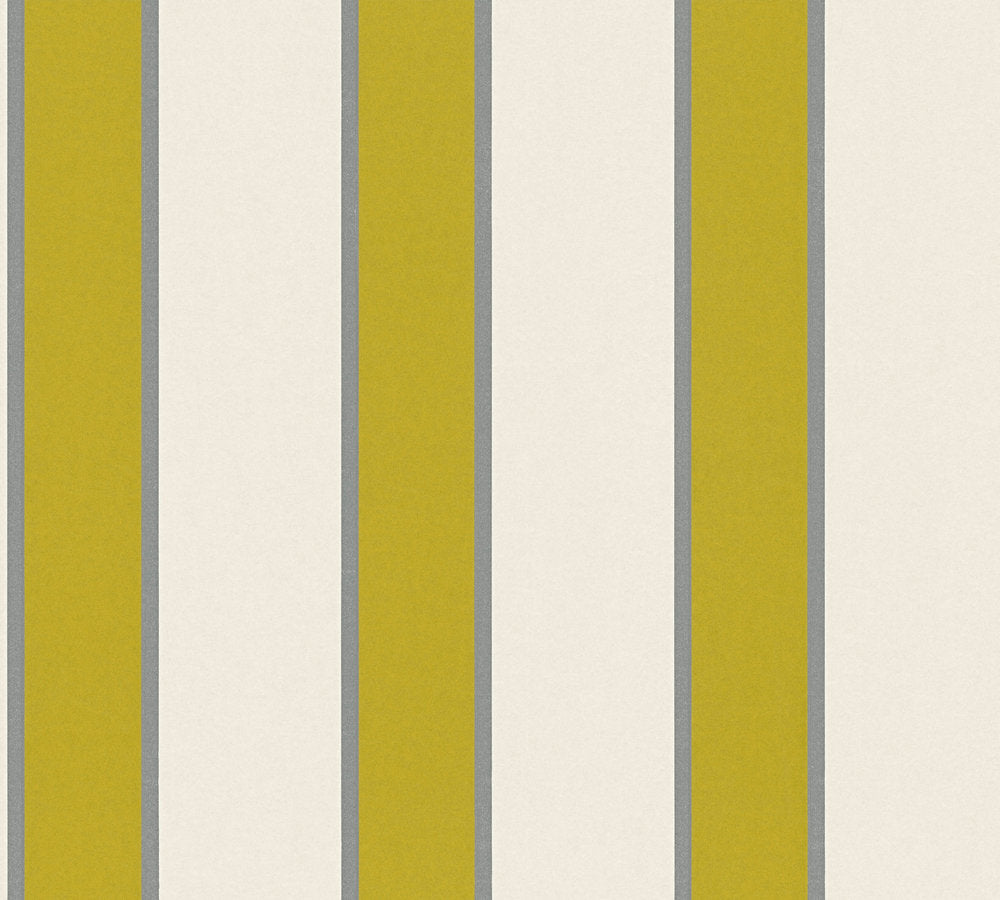 Alpha - Classic Stripes stripe wallpaper AS Creation Roll Yellow  333292
