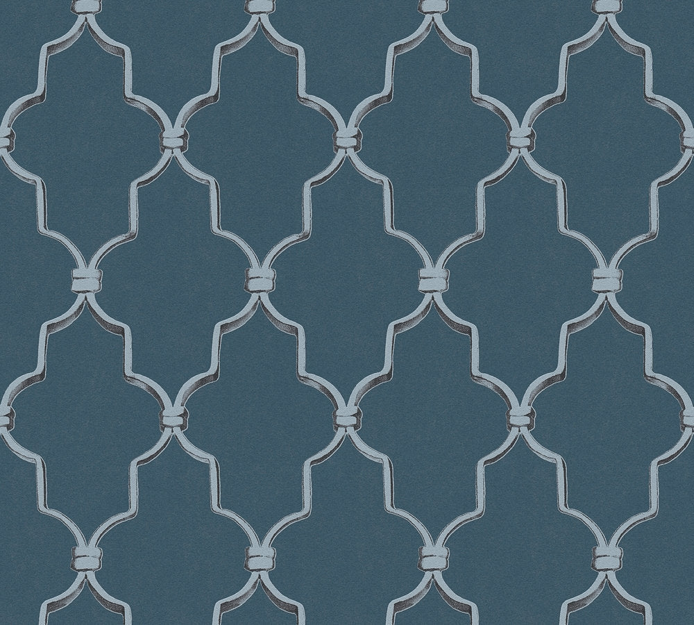 Michalsky 3 - Triumphant Trelliage geometric wallpaper AS Creation Roll Blue  365024