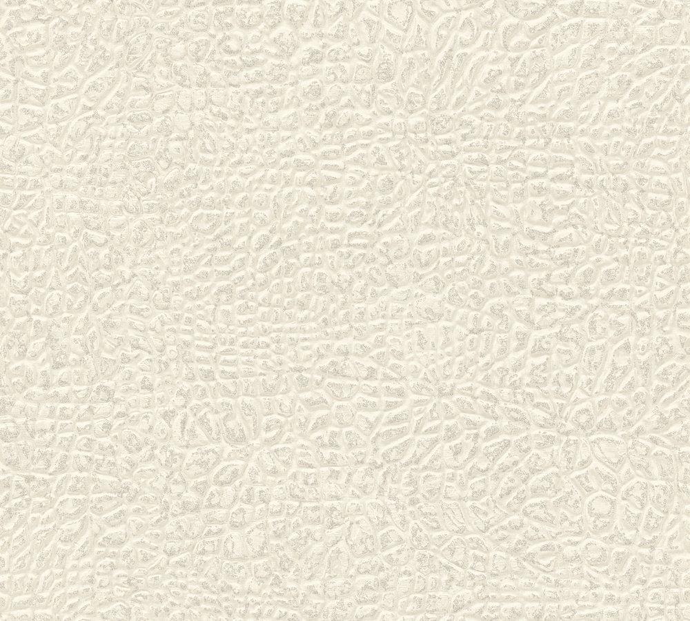 Absolutely Chic - Leather Metallic bold wallpaper AS Creation Roll Cream  369703