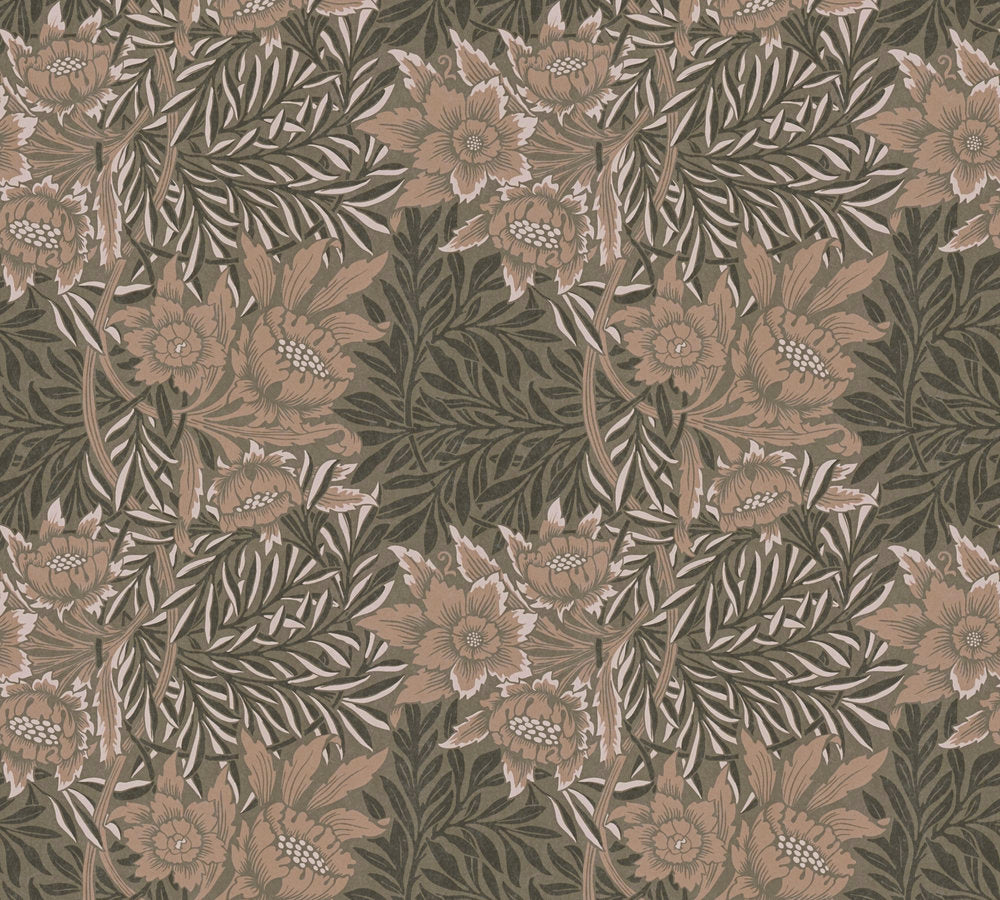 Art of Eden - Floral Blossoms botanical wallpaper AS Creation Roll Light Brown  390584