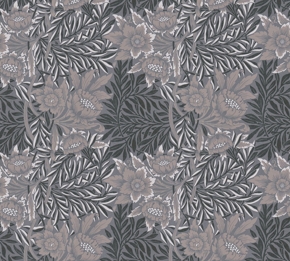 Art of Eden - Floral Blossoms botanical wallpaper AS Creation Roll Grey  390585