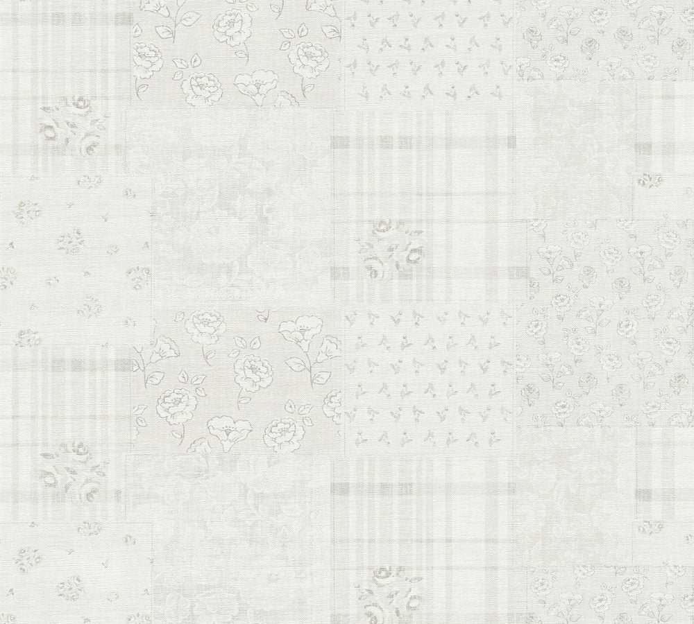 Maison Charme - Country Floral botanical wallpaper AS Creation Roll Light Grey  390662