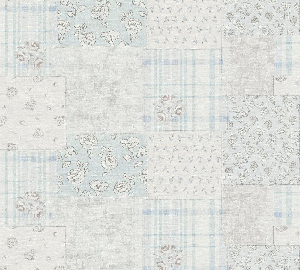 Maison Charme - Country Floral botanical wallpaper AS Creation Roll Light Blue  390664