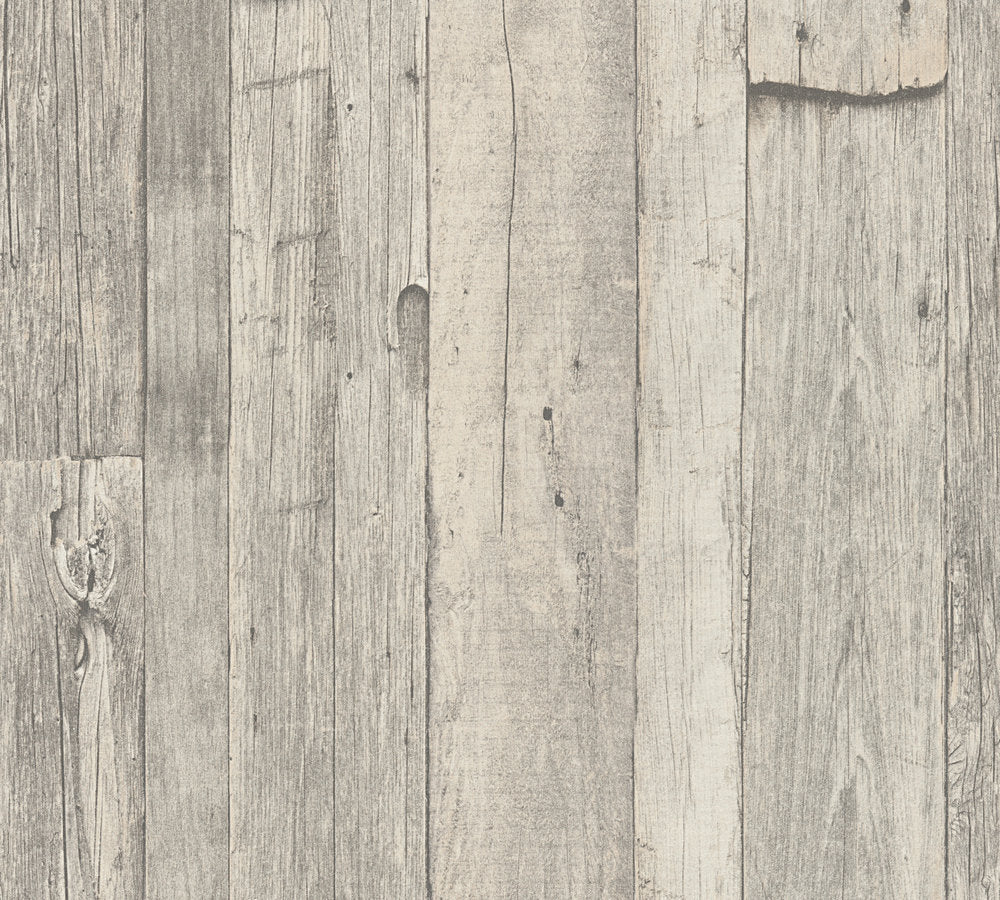 Industrial Elements - Aged Timber industrial wallpaper AS Creation Roll Grey  959311