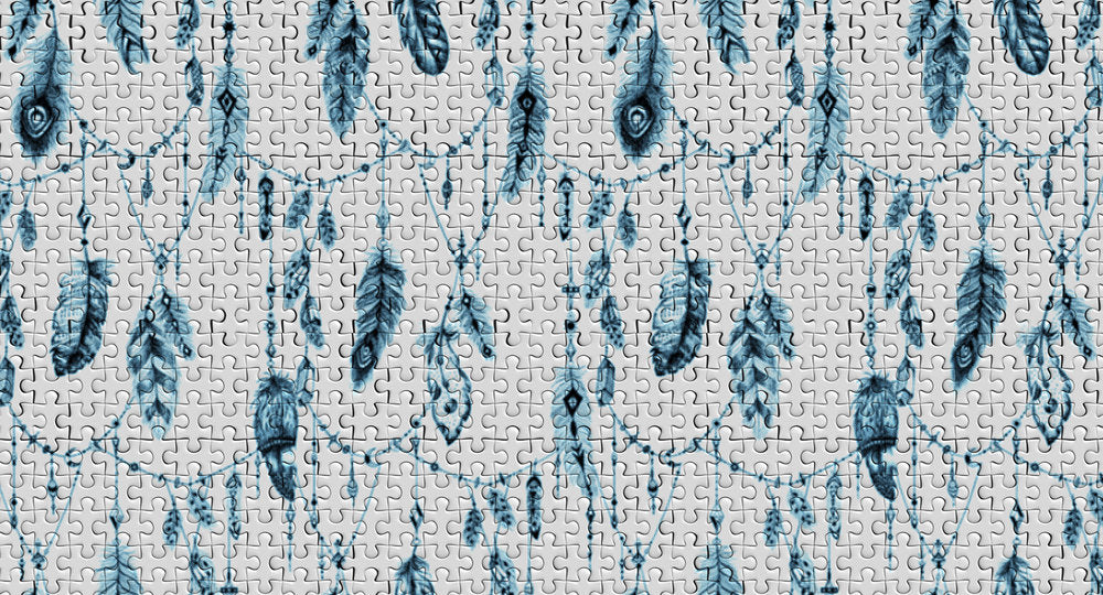 Atelier 47 - Feather Puzzle digital print AS Creation Blue   117600