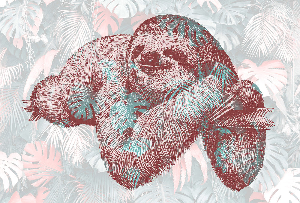 Atelier 47 - Sloth Design digital print AS Creation Pink   118130